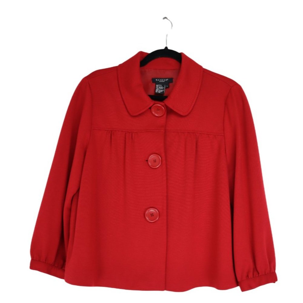 Sandro Sportswear Women's Size L Front Big Buttons Jacket Long Sleeves Red Light